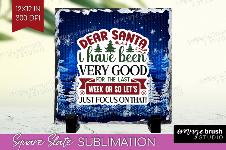 Sarcastic Christmas Quote Slate PNG - Knitted Square Slate