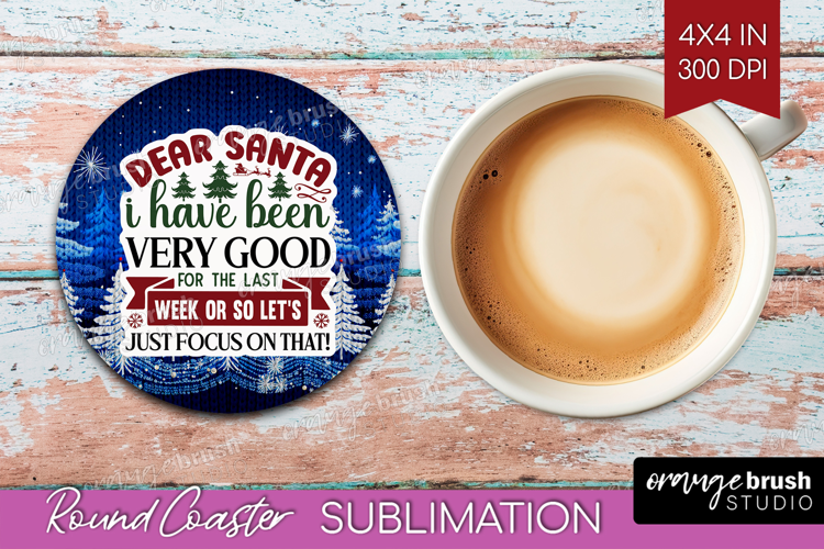 Sarcastic Christmas Quote Round Coaster - Knitted Coaster