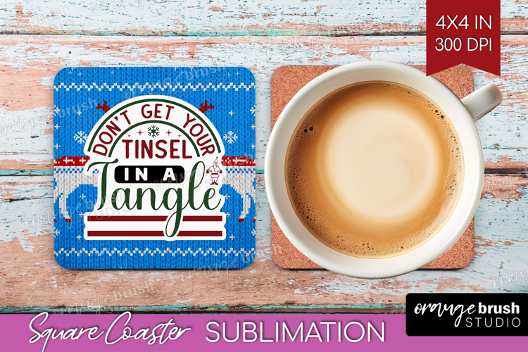 Sarcastic Christmas Quote Square Coaster - Knitted Coaster example image 1