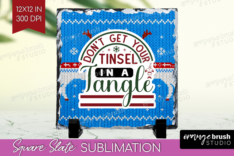 Sarcastic Christmas Quote Slate PNG - Knitted Square Slate