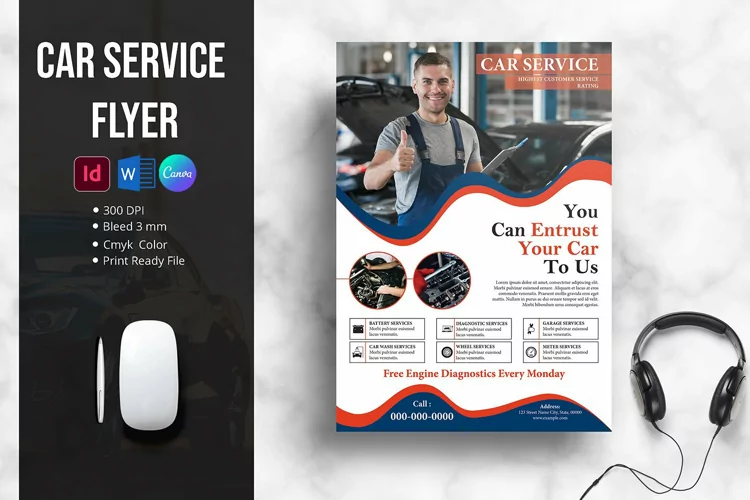 Car Service Flyer Template, Canva, Word & Psd