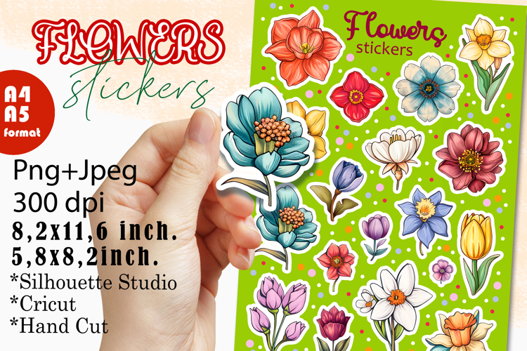 Flowers Stickers, Spring Flowers PNG/JPEG