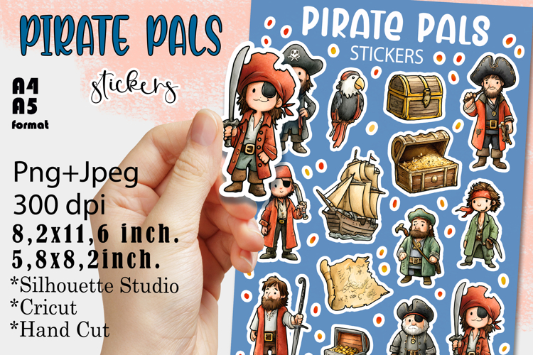 Cute Pirate Kids Sticker Pack PNG