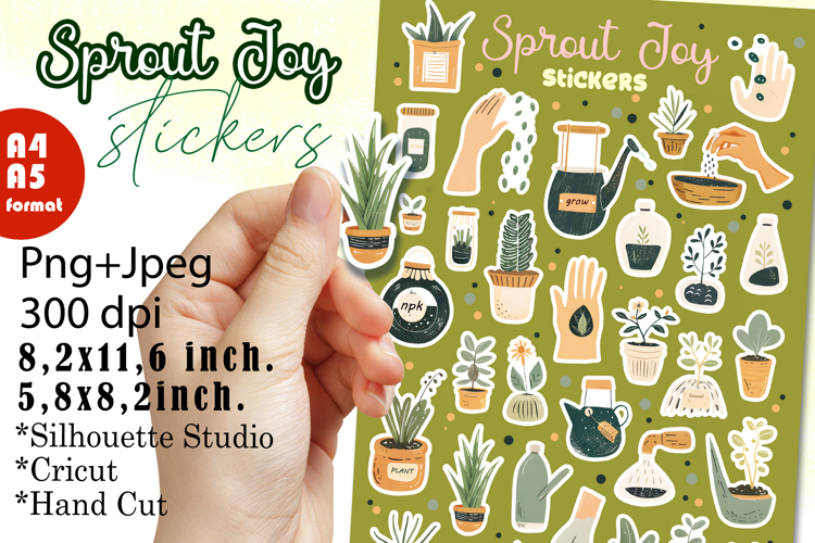 House Plants Stickers |Png/Jpeg Print and cut