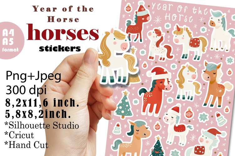 Year of the Horse Stickers |Png/Jpeg Print and cut