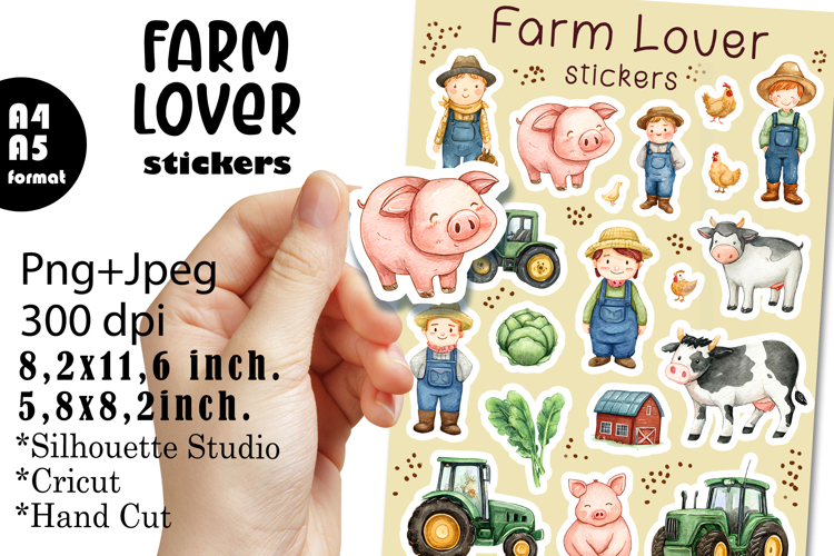 Farm Lover Stickers |Png/Jpeg Print and cut