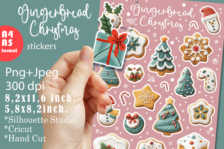 Gingerbread Christmas Stickers |Png/Jpeg Print and cut