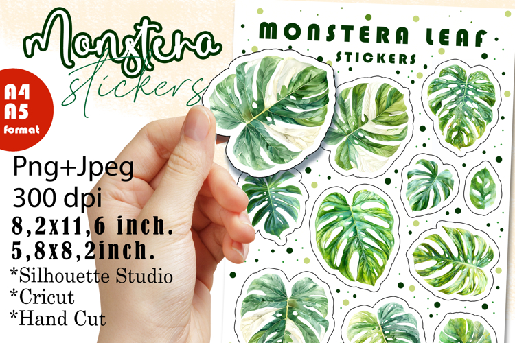 Monstera Houseplants Stickers |Png/Jpeg Print and cut