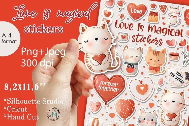 Romantic Valentine Sticker Set - PNG Files for Love