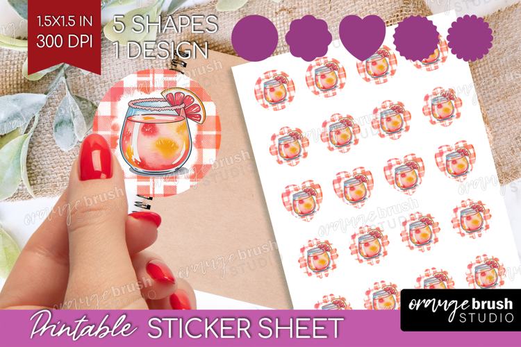 Paloma Cocktail Round Sticker Summer Drink Printable Sticker