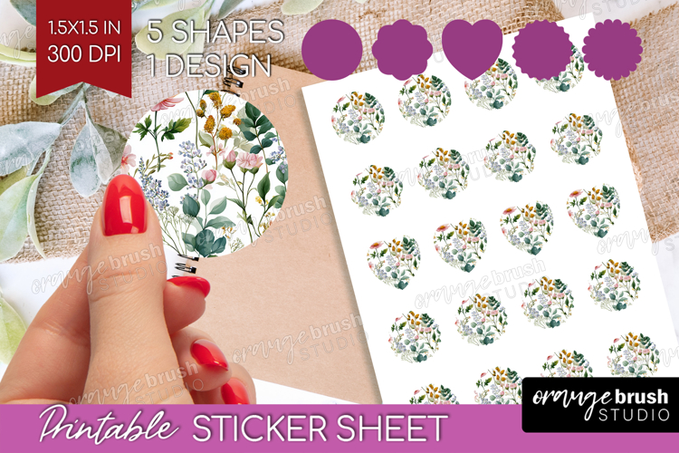 Pastel Flowers Round Sticker - Summer Printable Sticker
