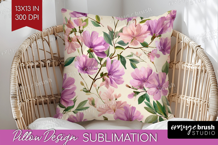Pastel Flowers Pillow Sublimation - Summer Pillow Cover PNG