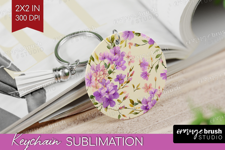 Pastel Flowers Keychain PNG - Summer Keychain Sublimation
