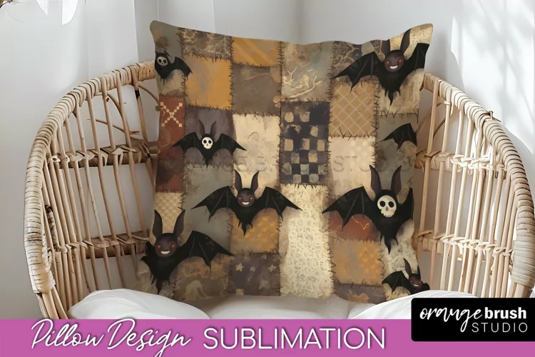 Patchwork Halloween Pillow Sublimation - Ghost Pillow Cover