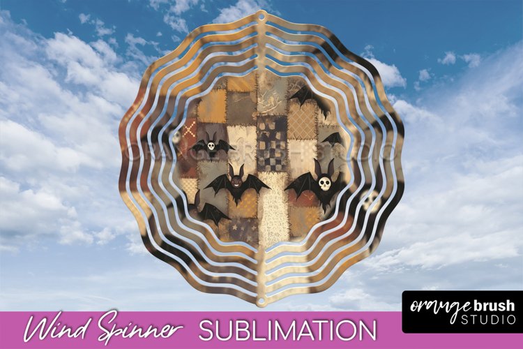 Patchwork Halloween Wind Spinner - Ghost Wind Spinner PNG example image 1