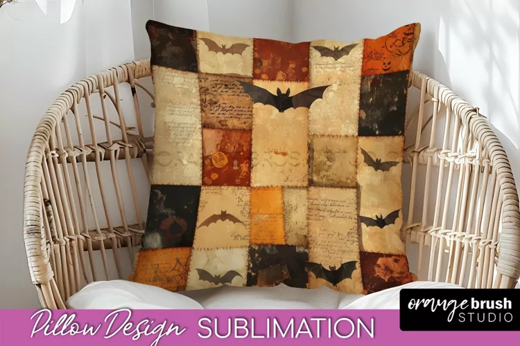 Patchwork Halloween Pillow Sublimation - Ghost Pillow Cover