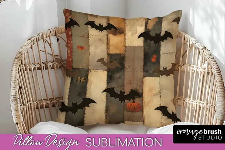 Patchwork Halloween Pillow Sublimation - Ghost Pillow Cover
