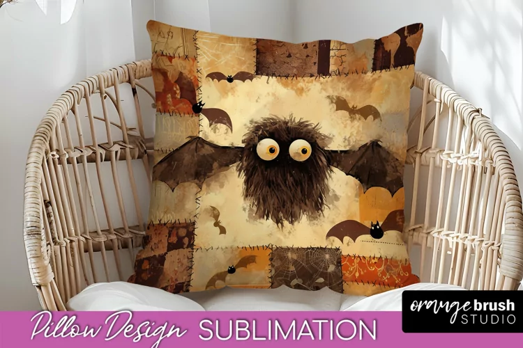 Patchwork Halloween Pillow Sublimation - Ghost Pillow Cover