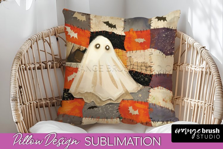 Patchwork Halloween Pillow Sublimation - Ghost Pillow Cover
