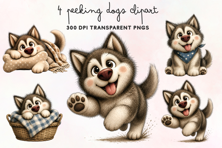 Peeking Dogs Clipart PNG