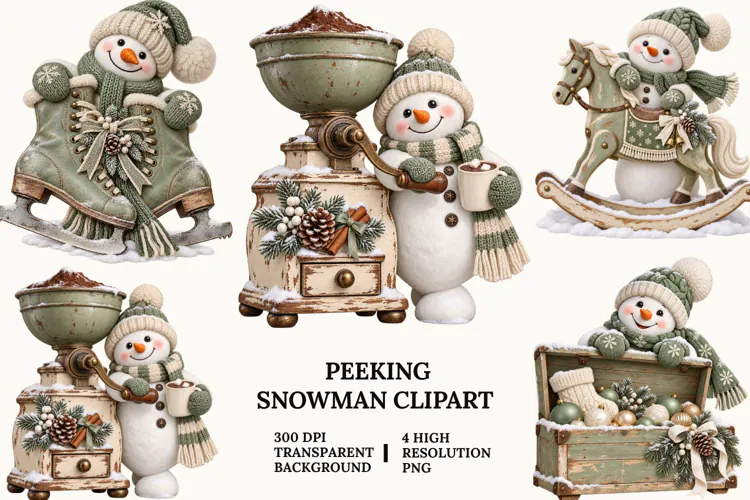 Little Christmas Gnome Clipart with Gifts, Treats and Snow