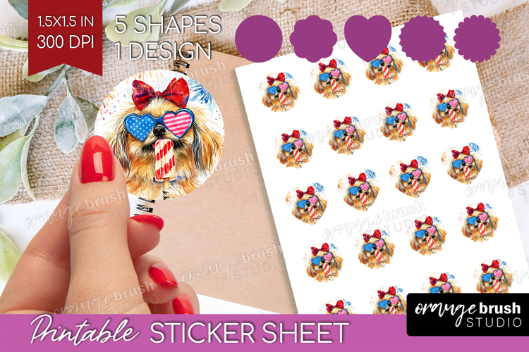 Pekingese Dog Round Sticker 4th Of July Printable Sticker
