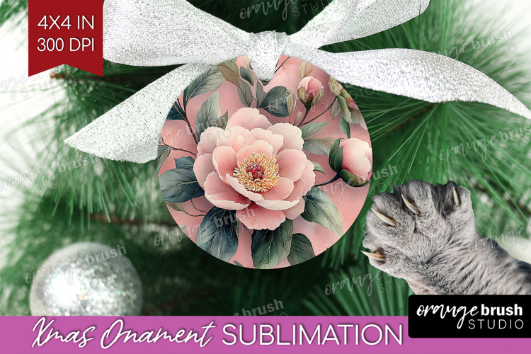 Peony Flowers Ornament PNG - Floral PNG Sublimation