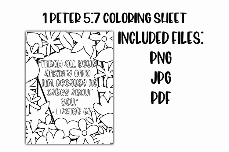 1 Peter 5:7 Christian Coloring Sheet