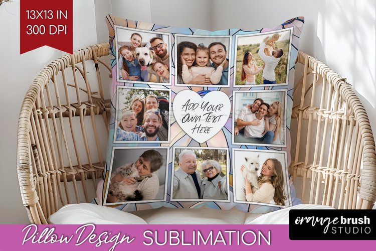 Stained Glass Photo Pillow PNG - Flowers Picture Frame Cover