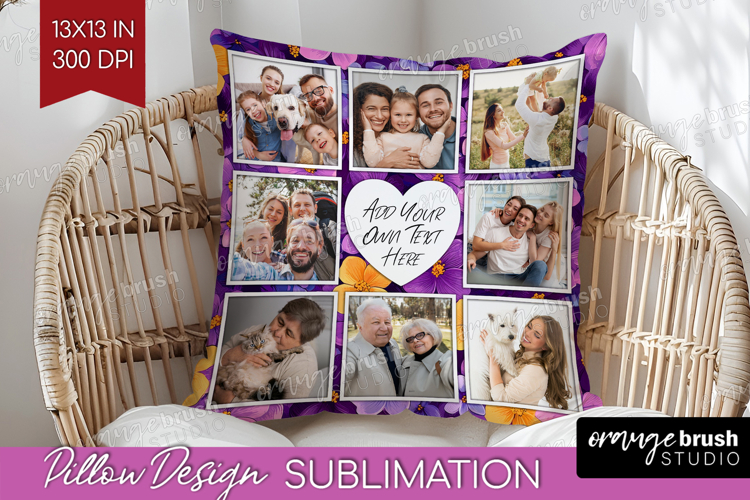 Retro Flowers Photo Pillow PNG - Floral Picture Frame Pillow