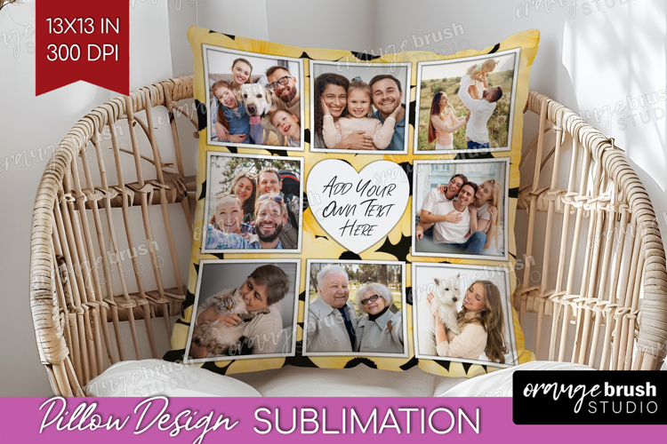 Retro Flowers Photo Pillow PNG - Floral Picture Frame Pillow