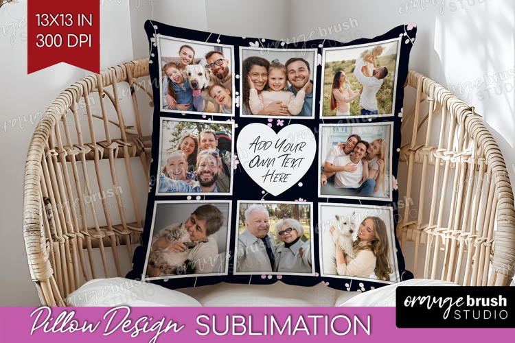 Retro Flowers Photo Pillow PNG - Floral Picture Frame Pillow