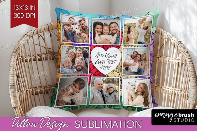 Stained Glass Photo Pillow PNG - Flowers Picture Frame Cover