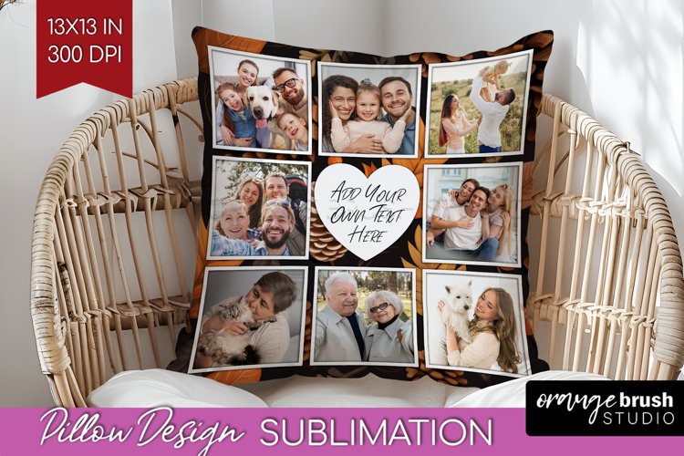 Autumn Photo Frame Pillow Sublimation - Add Your Picture example image 1
