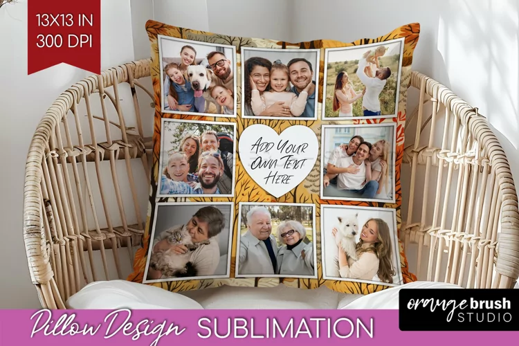 Autumn Photo Frame Pillow Sublimation - Add Your Picture