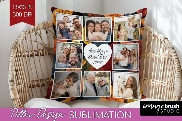 Autumn Photo Frame Pillow Sublimation - Add Your Picture