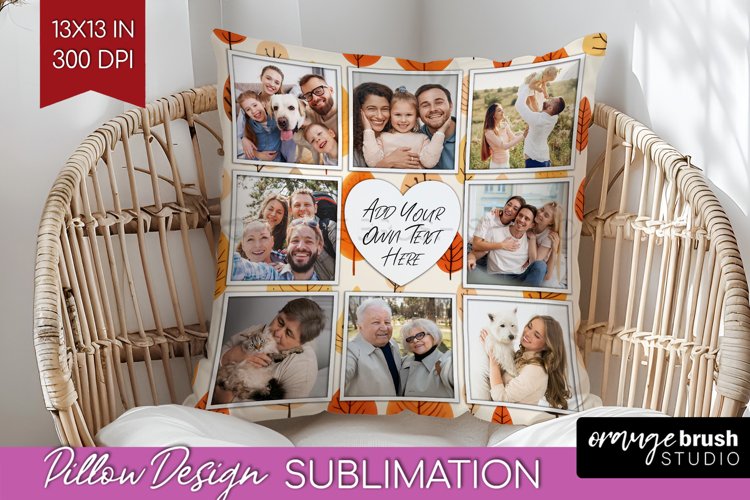 Autumn Photo Frame Pillow Sublimation - Add Your Picture example image 1