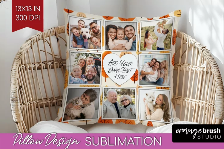 Autumn Photo Frame Pillow Sublimation - Add Your Picture