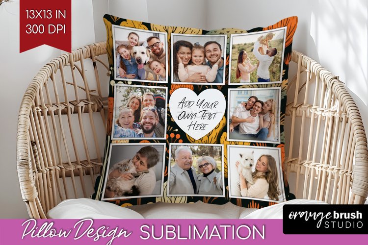 Autumn Photo Frame Pillow Sublimation - Add Your Picture example image 1