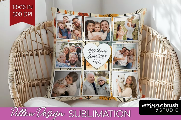 Autumn Photo Frame Pillow Sublimation - Add Your Picture