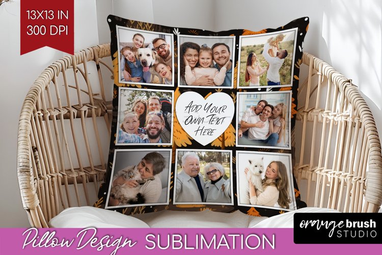 Autumn Photo Frame Pillow Sublimation - Add Your Picture example image 1