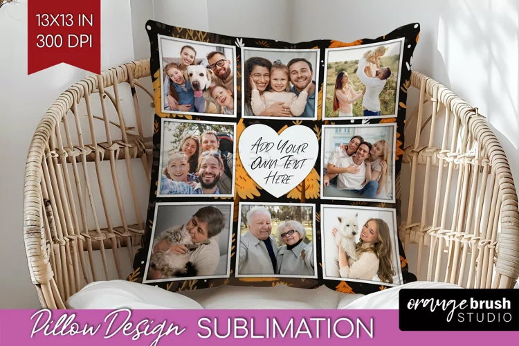 Autumn Photo Frame Pillow Sublimation - Add Your Picture