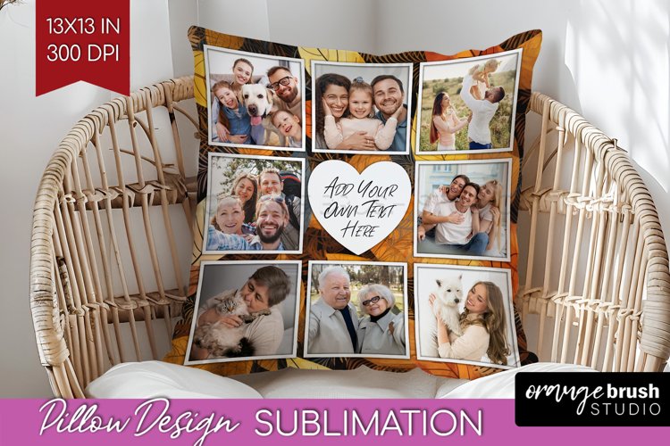 Autumn Photo Frame Pillow Sublimation - Add Your Picture example image 1