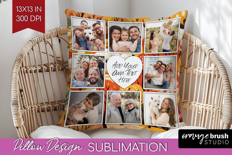 Autumn Photo Frame Pillow Sublimation - Add Your Picture example image 1
