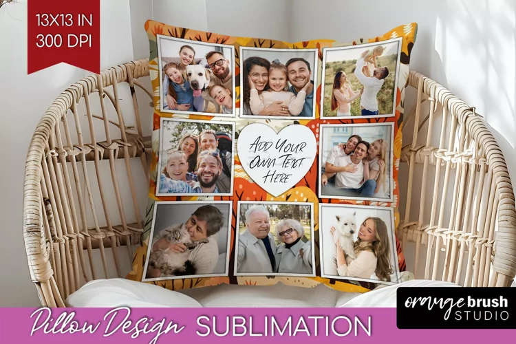Autumn Photo Frame Pillow Sublimation - Add Your Picture