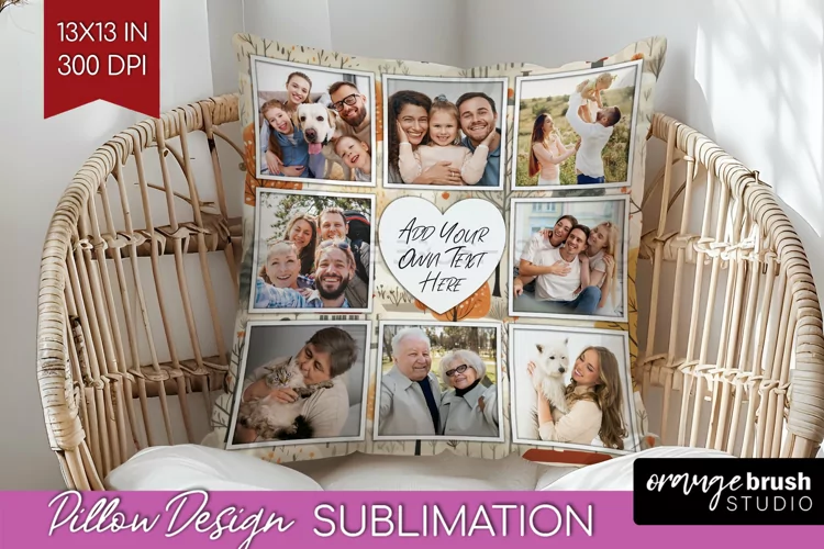 Autumn Photo Frame Pillow Sublimation - Add Your Picture