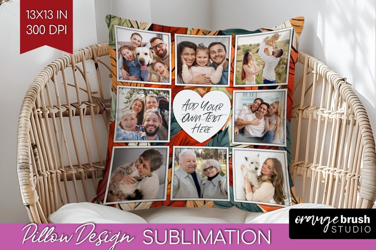 Autumn Photo Frame Pillow Sublimation - Add Your Picture example image 1