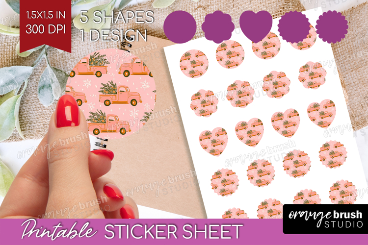 Pink Christmas Round Sticker - Coquette Xmas Printable Sheet