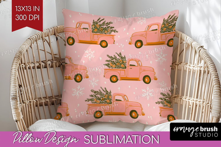 Pink Christmas Pillow Sublimation - Coquette Xmas Pillow PNG