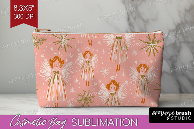 Pink Christmas Cosmetic Bag - Coquette Xmas Makeup Bag PNG